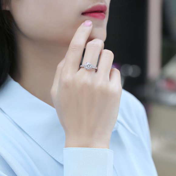 Certified 3ct. t.w. Moissanite Diamond Flower Engagement Ring NEW - Picture 3 of 10